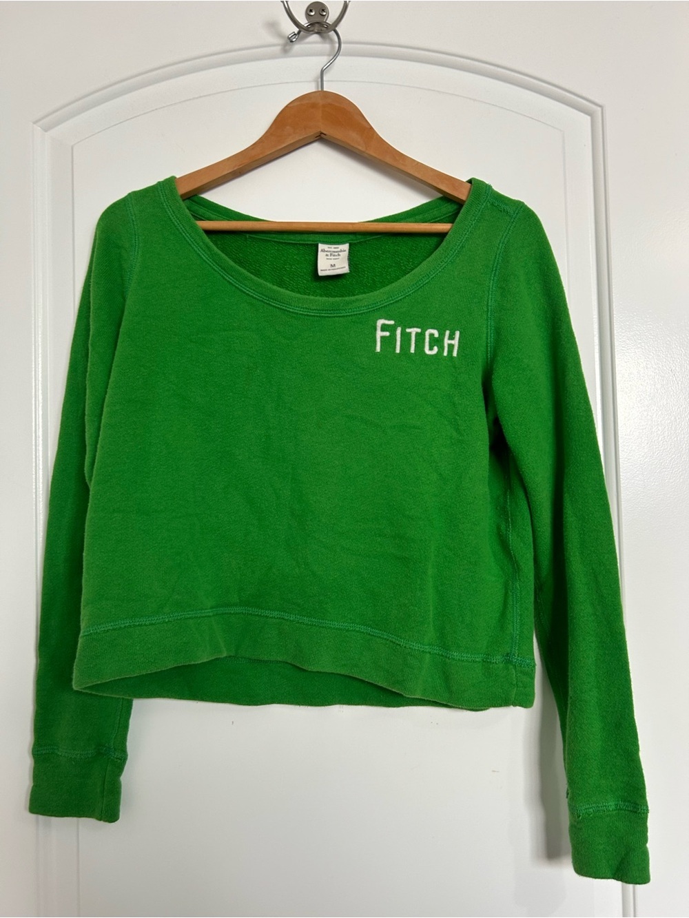 vintage 90s y2k Abercrombie & Fitch Green Embroidered Crewneck Size M preppy
